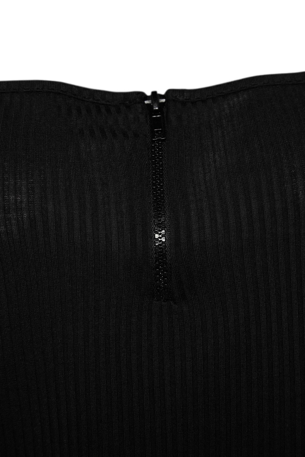 Black Fitted Plus Size Blouse, , large image number 6