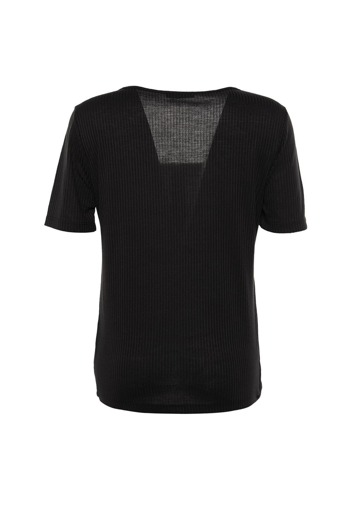 Black Fitted Plus Size Blouse, , large image number 7