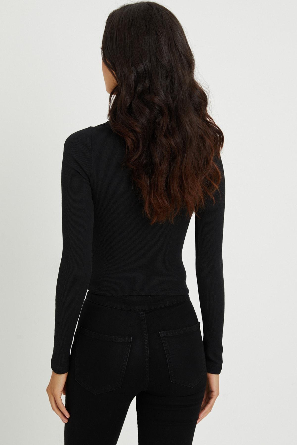 Black Choker High Neck Basic Top, , large image number 3
