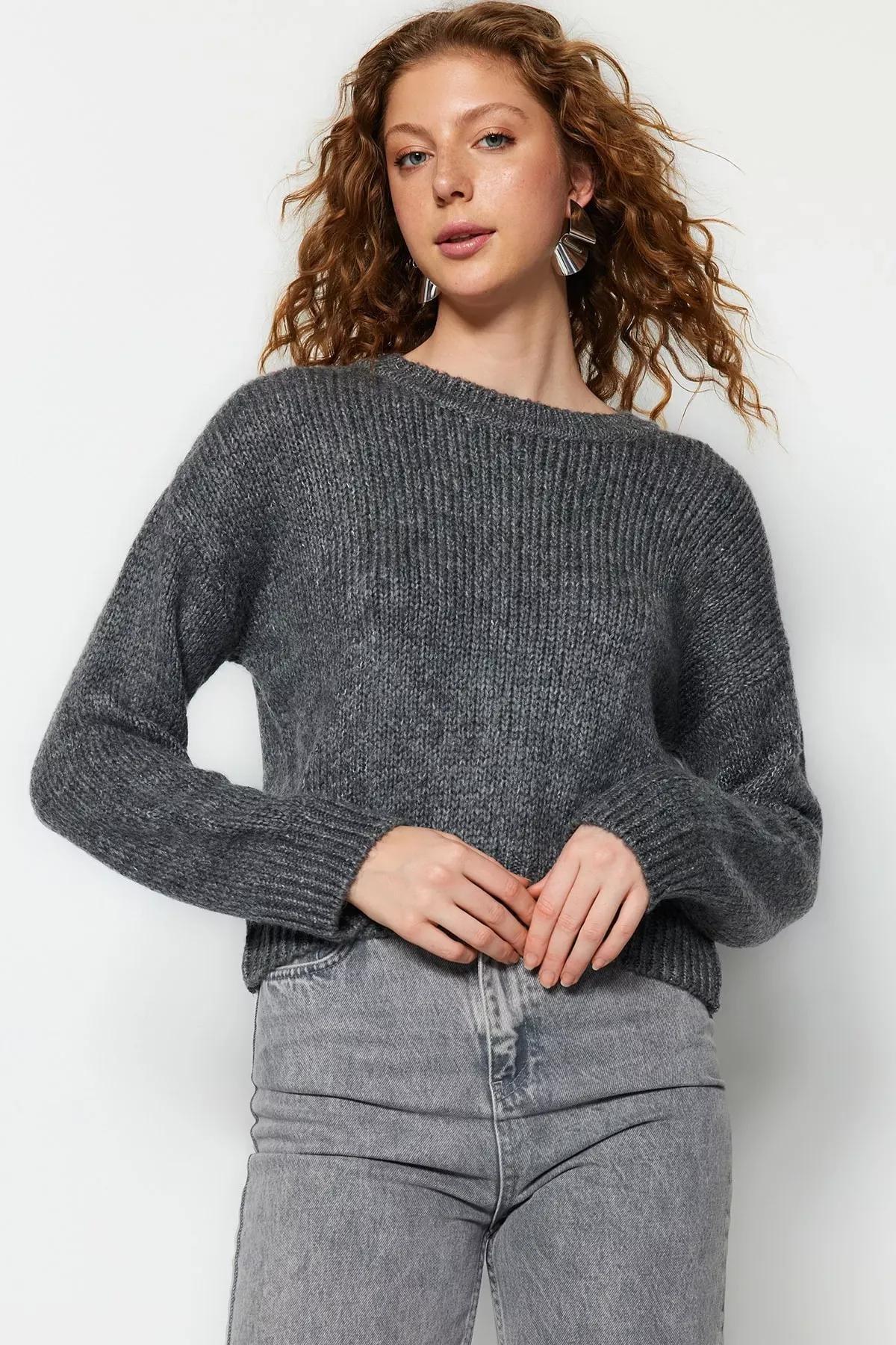 Gray Oversize Sweater, , large image number 1