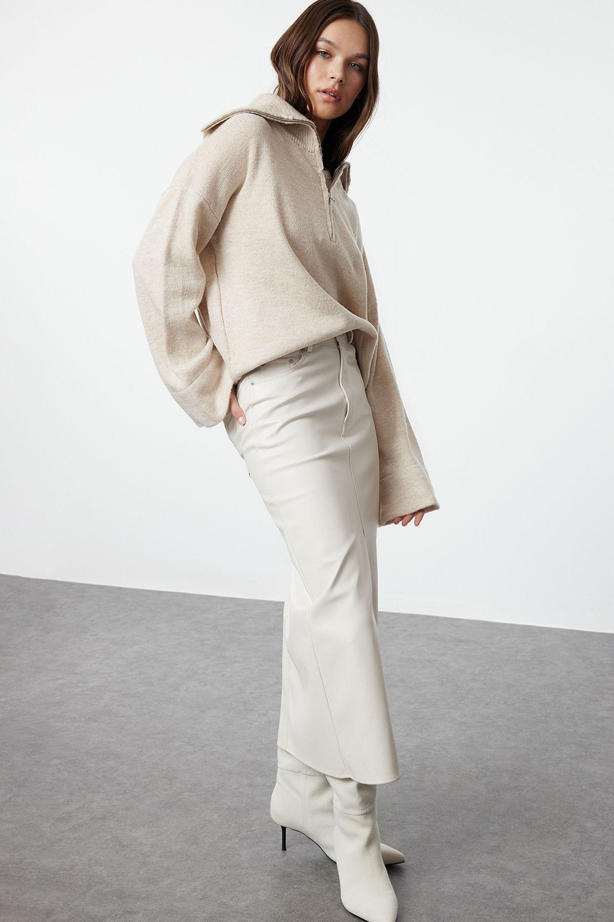Wide Plain Oversized Cropped Sweater, , large image number 1