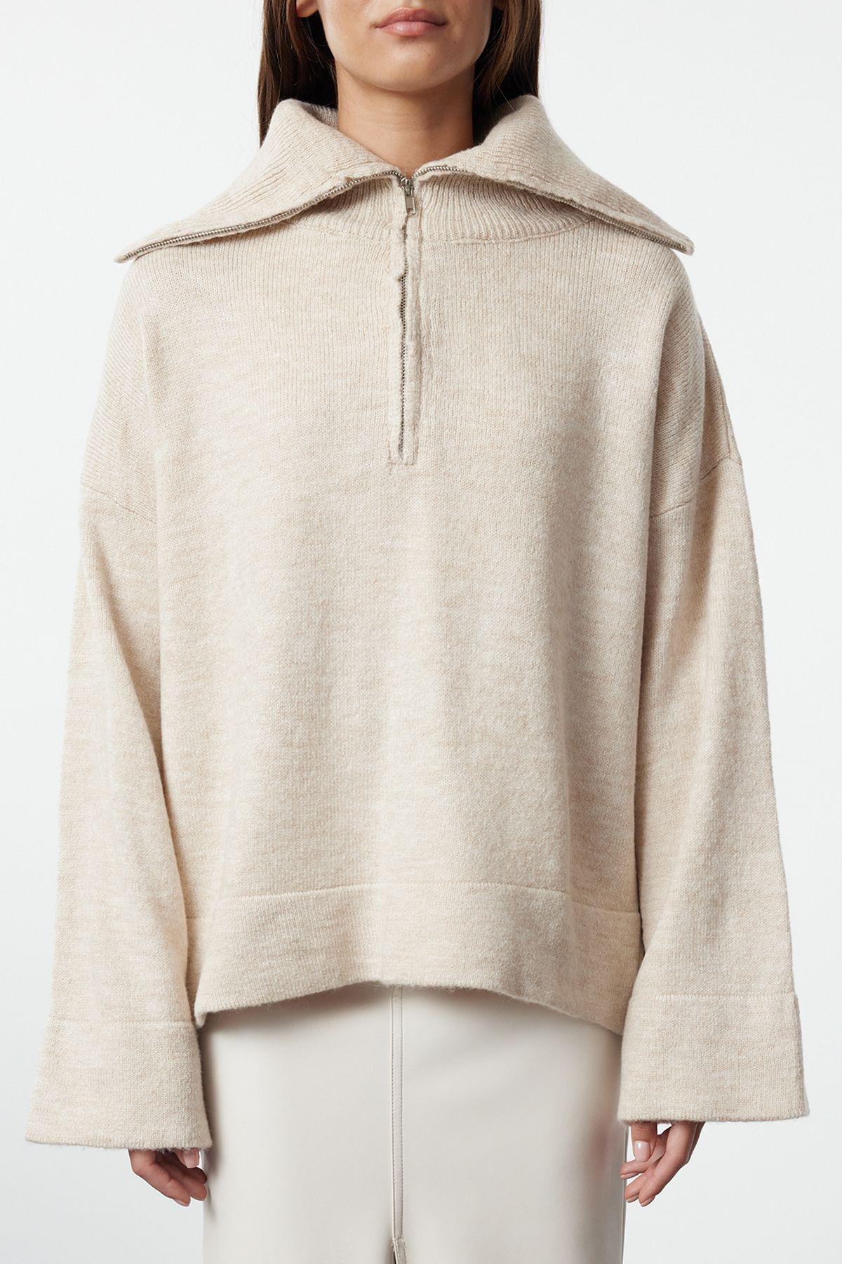Wide Plain Oversized Cropped Sweater, , large image number 3