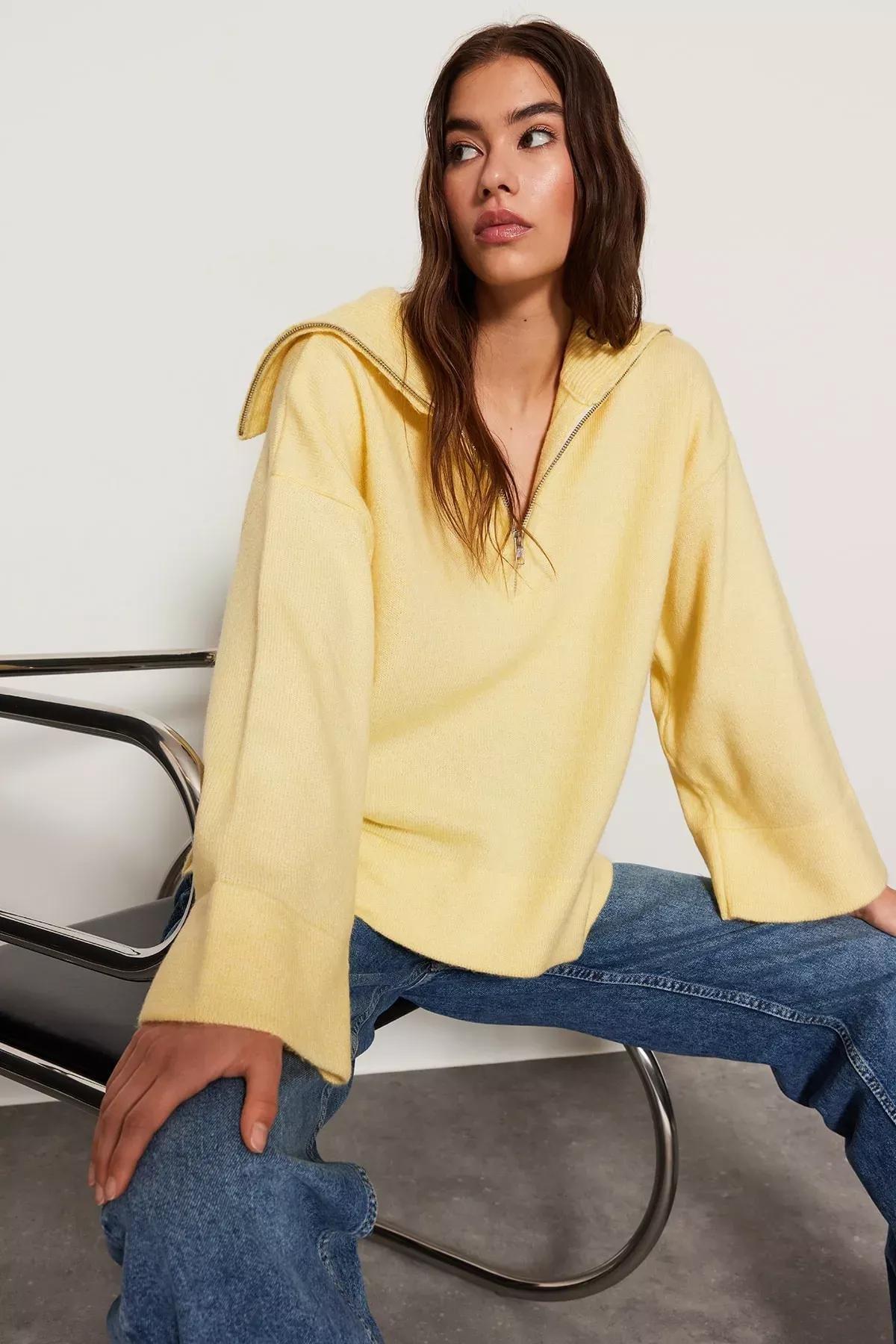 Yellow Oversize Sweater, , large image number 0