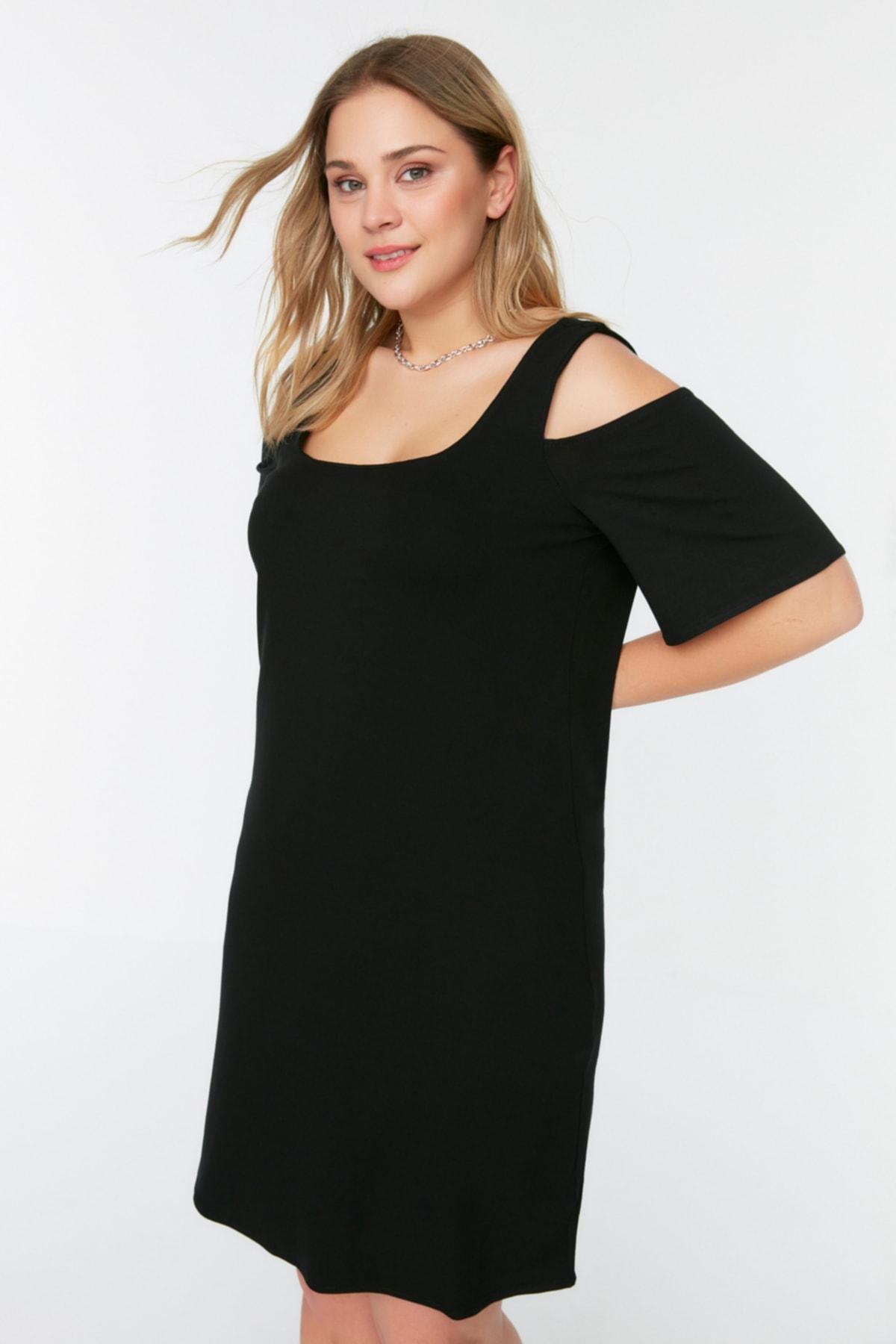 Black Shift Plus Size Mini Dress, Black, large image number 2