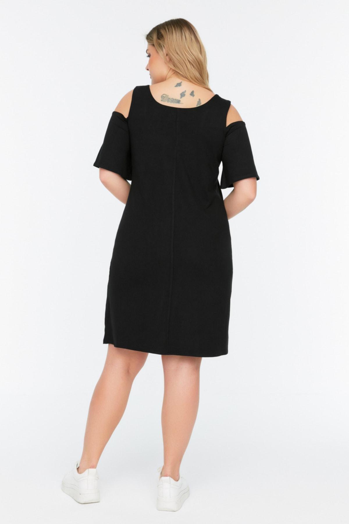 Black Shift Plus Size Mini Dress, Black, large image number 4