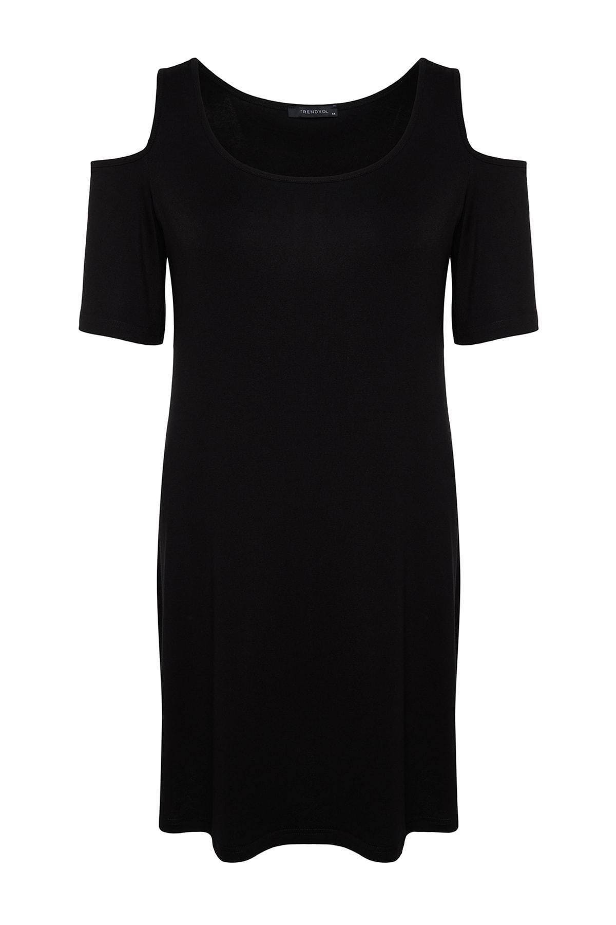 Black Shift Plus Size Mini Dress, Black, large image number 5