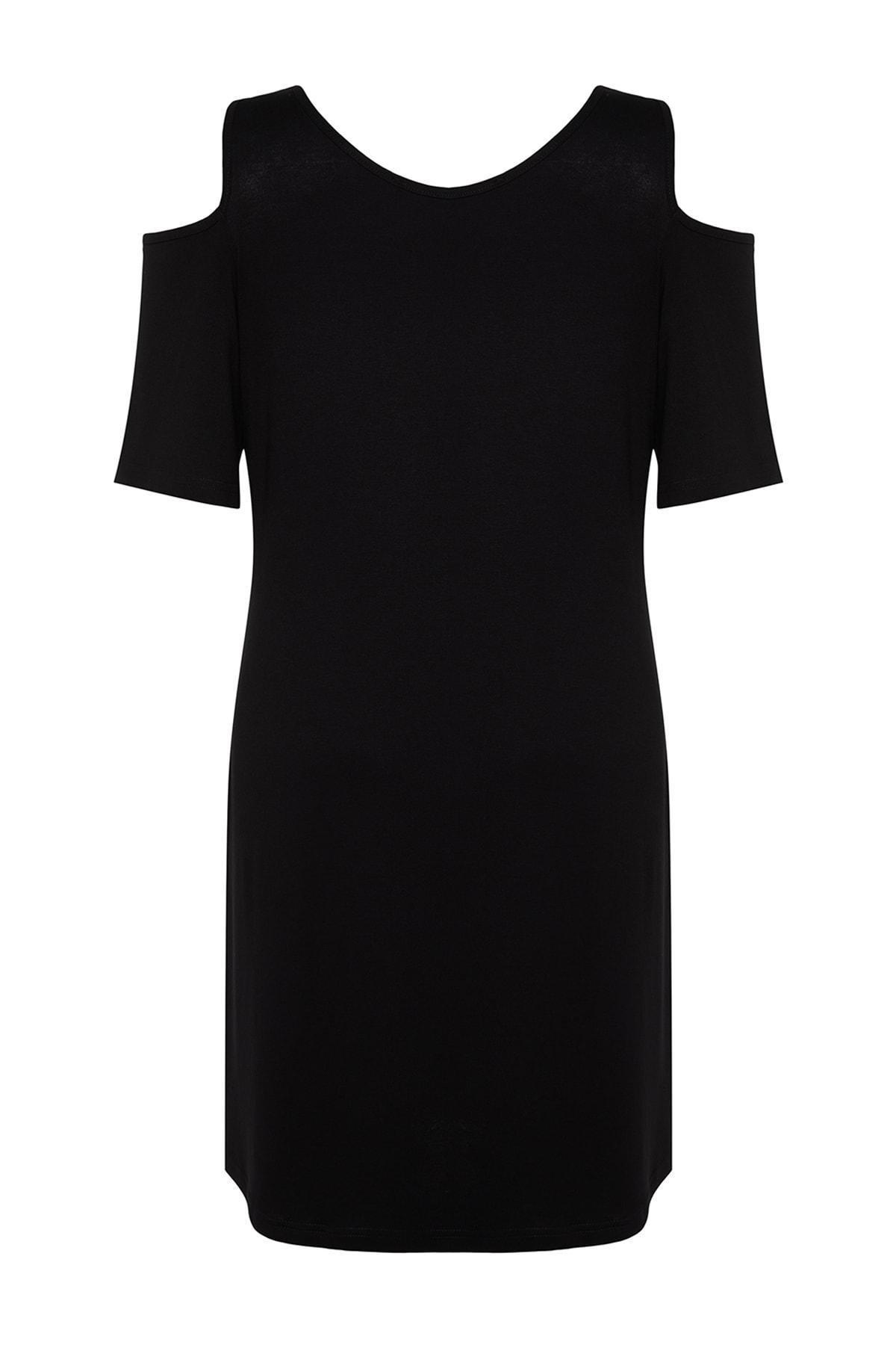Black Shift Plus Size Mini Dress, Black, large image number 7