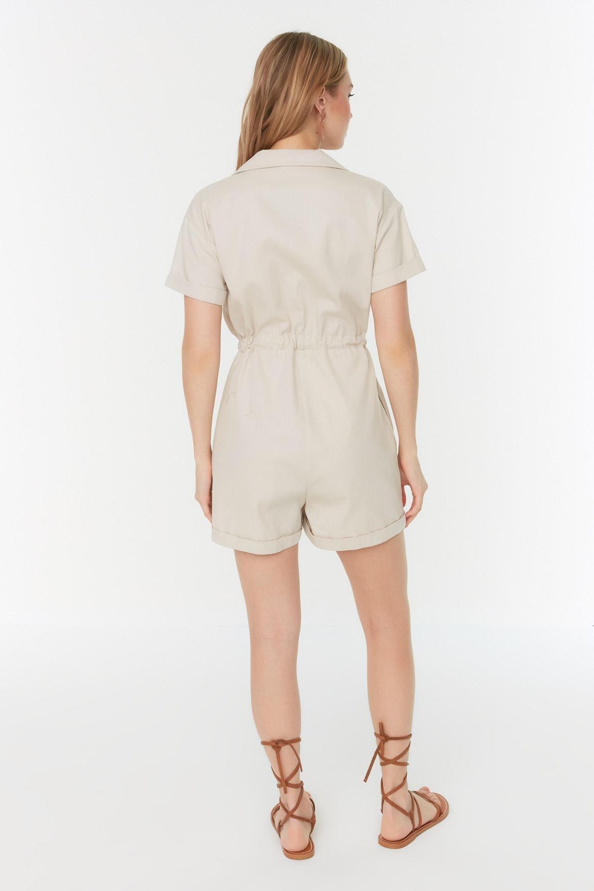 Trendyol - Ecru Plain Jumpsuit