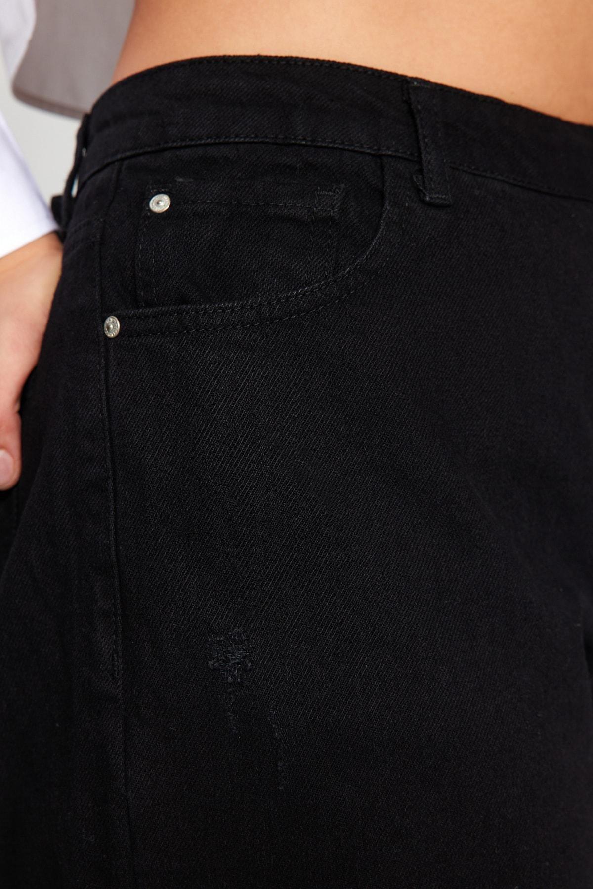 Black Wide Leg Plus Size Jeans, BLACK, large image number 4