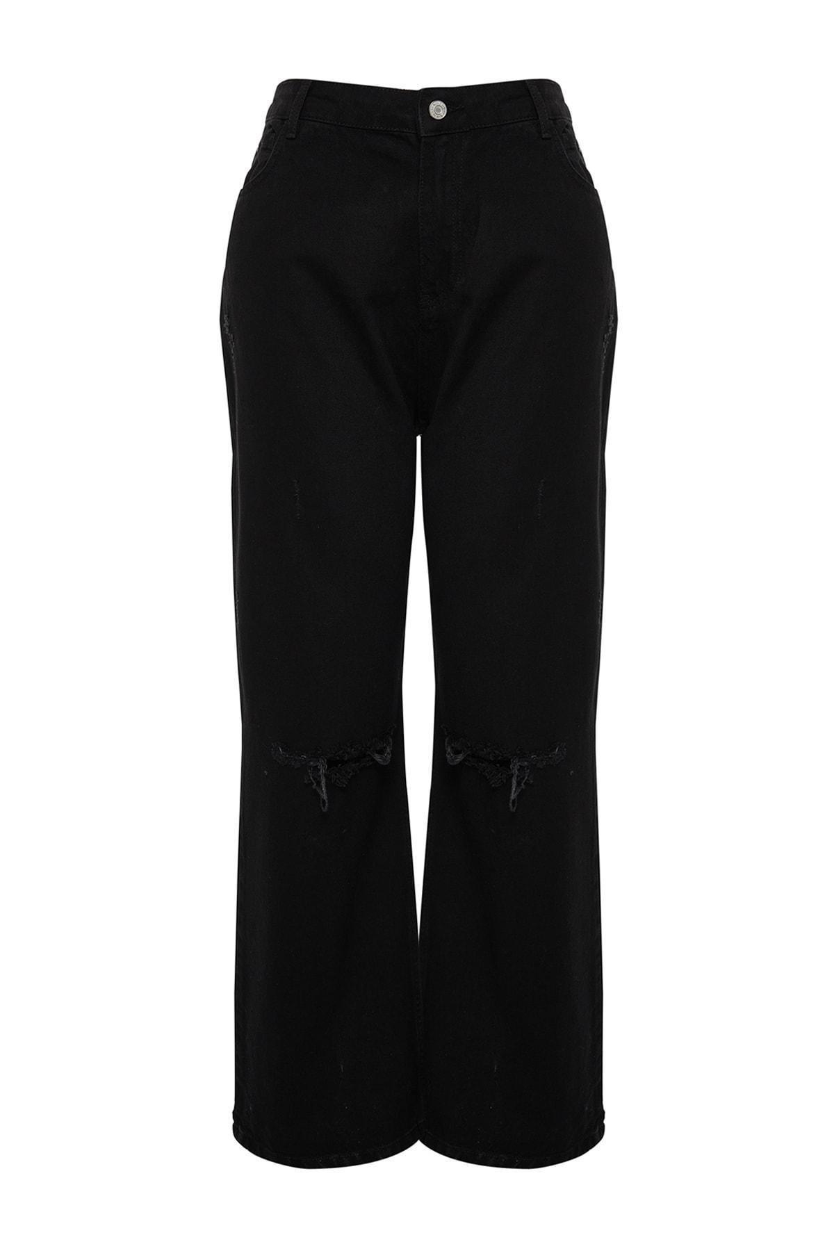 Black Wide Leg Plus Size Jeans, BLACK, large image number 5