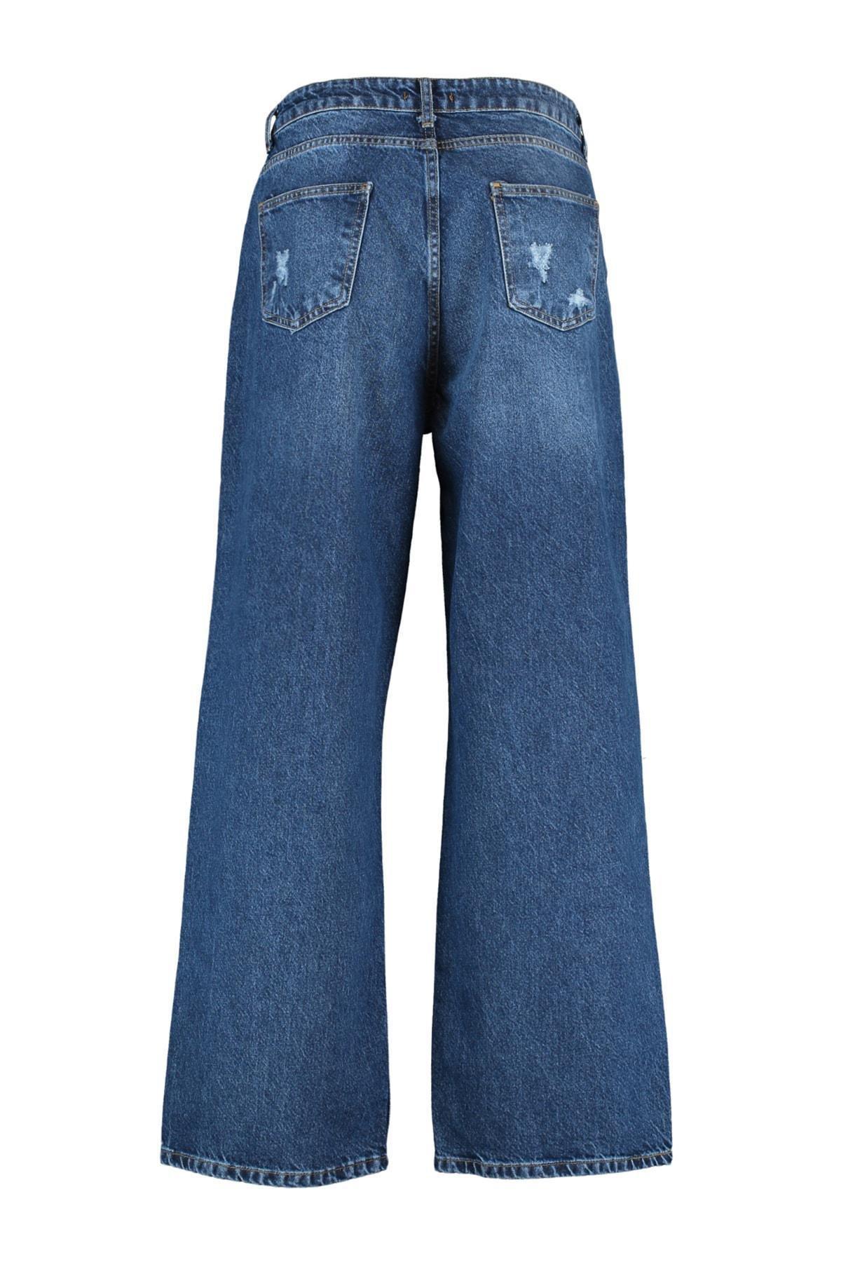 Blue Wide Leg Plus Size Jeans, , large image number 7