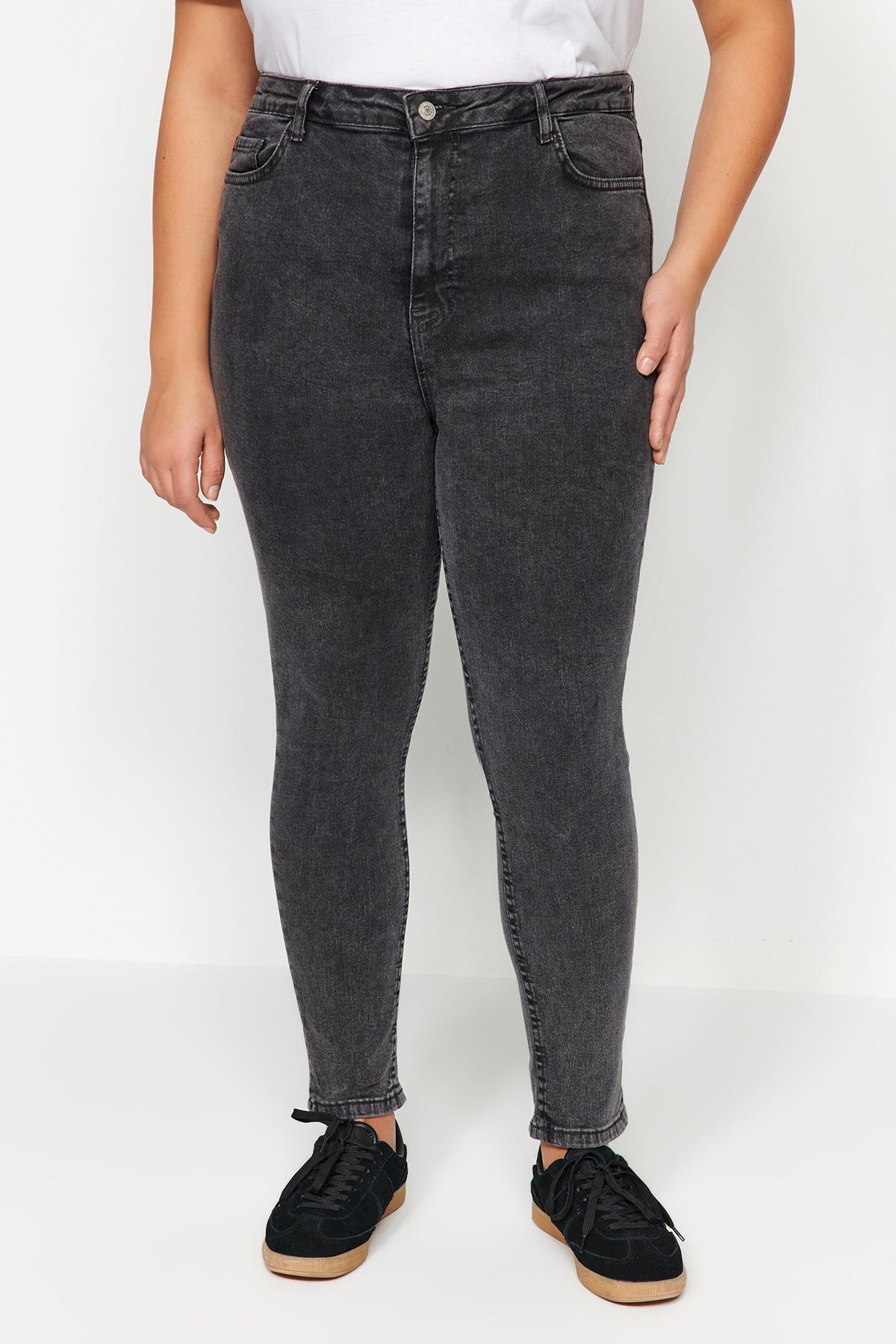 Gray Skinny Plus Size Jeans, , large image number 2