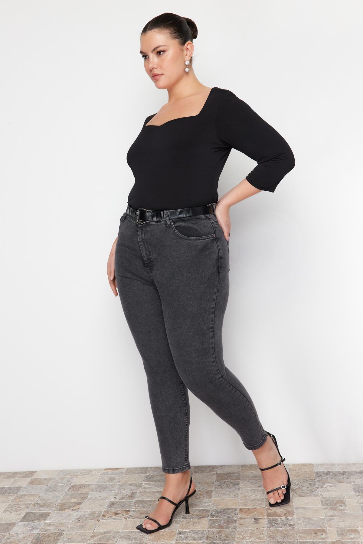 Gray Skinny Plus Size Jeans, , large image number 3