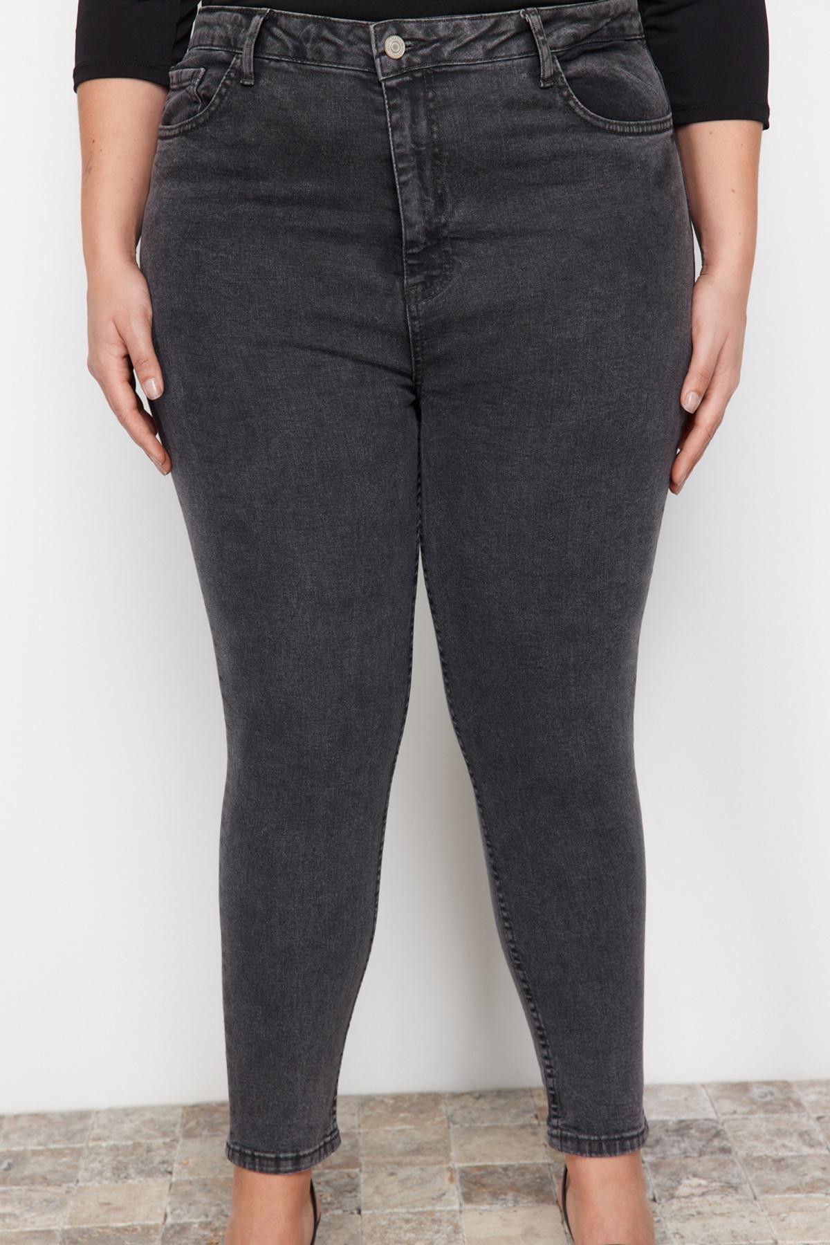 Gray Skinny Plus Size Jeans, , large image number 6