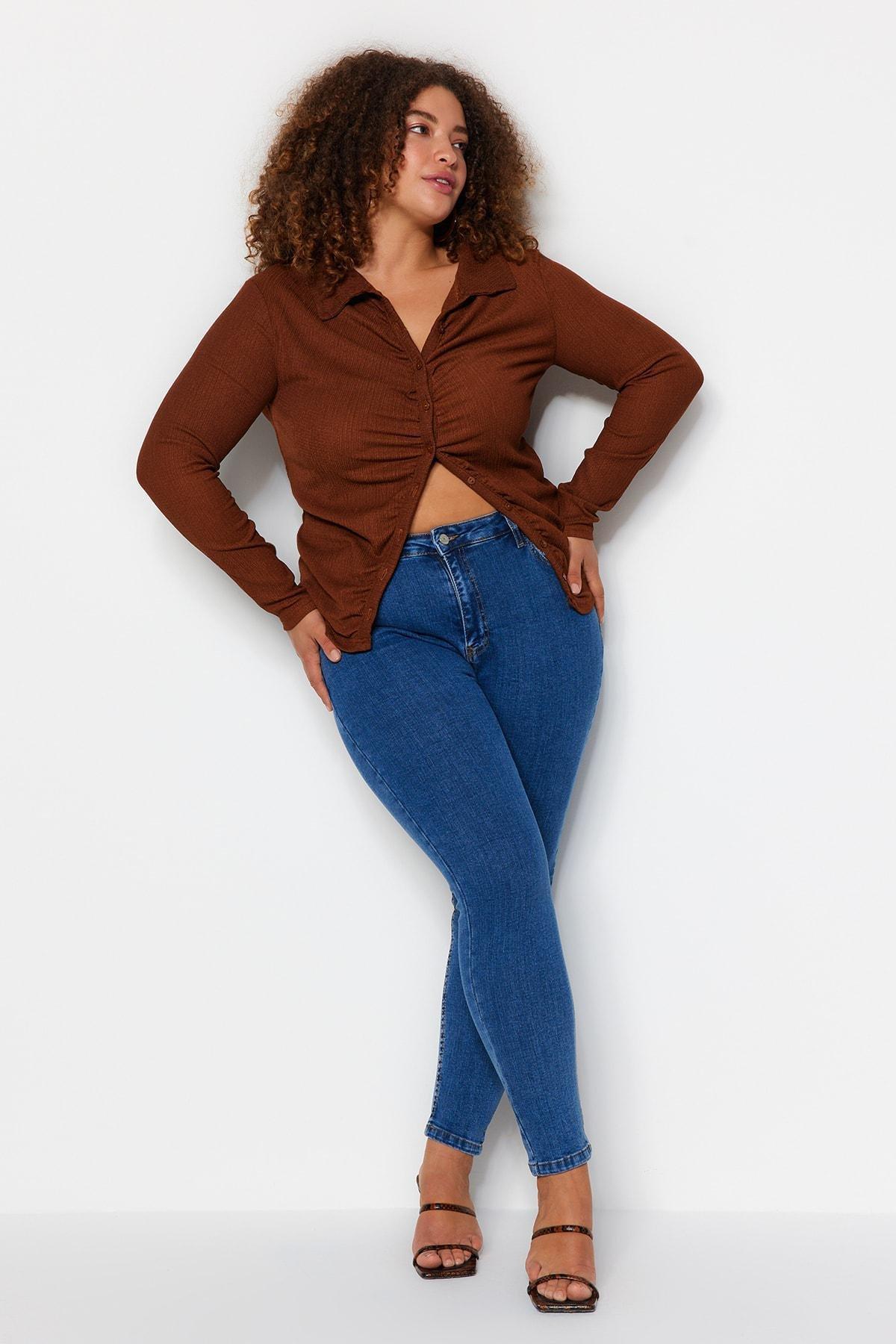 Blue High Waist Skinny Jeans, , large image number 0