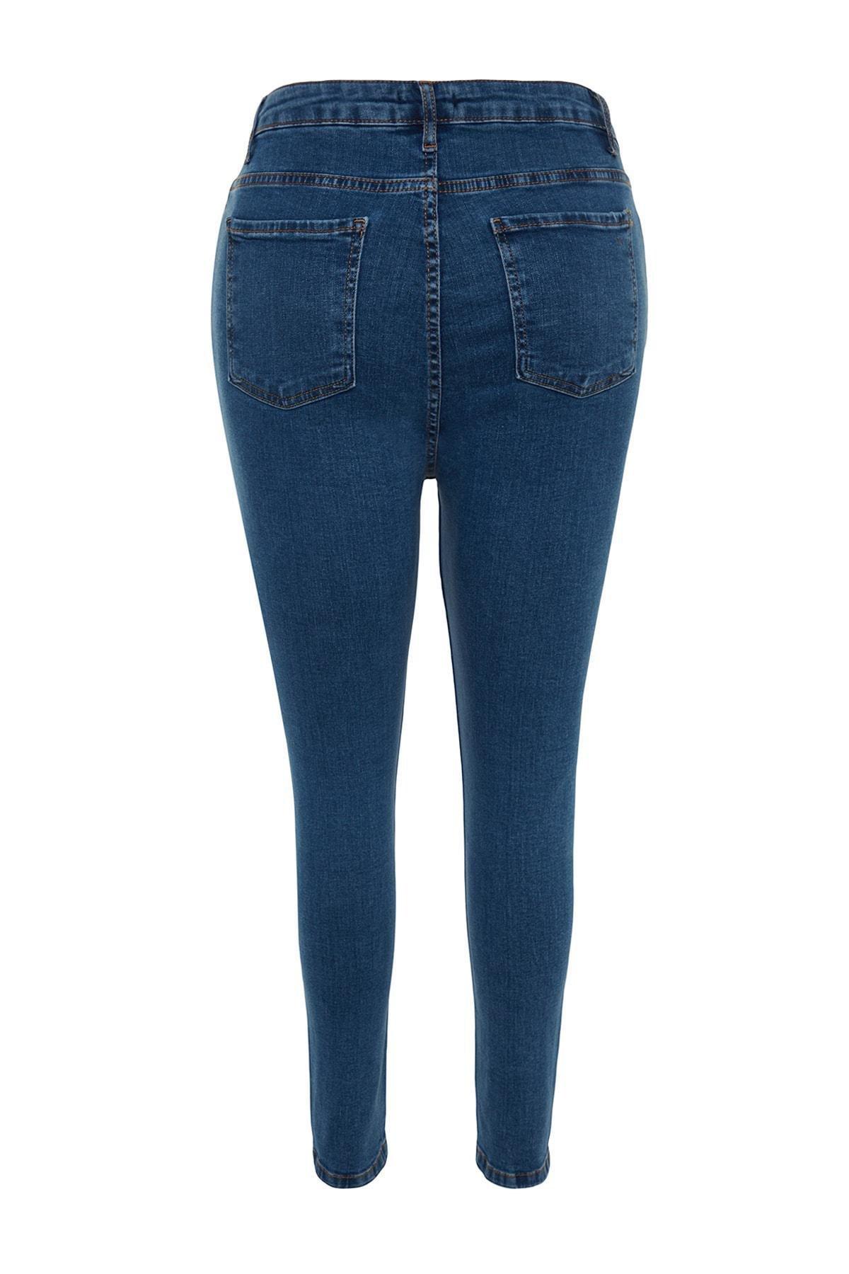 Blue High Waist Skinny Jeans, , large image number 7