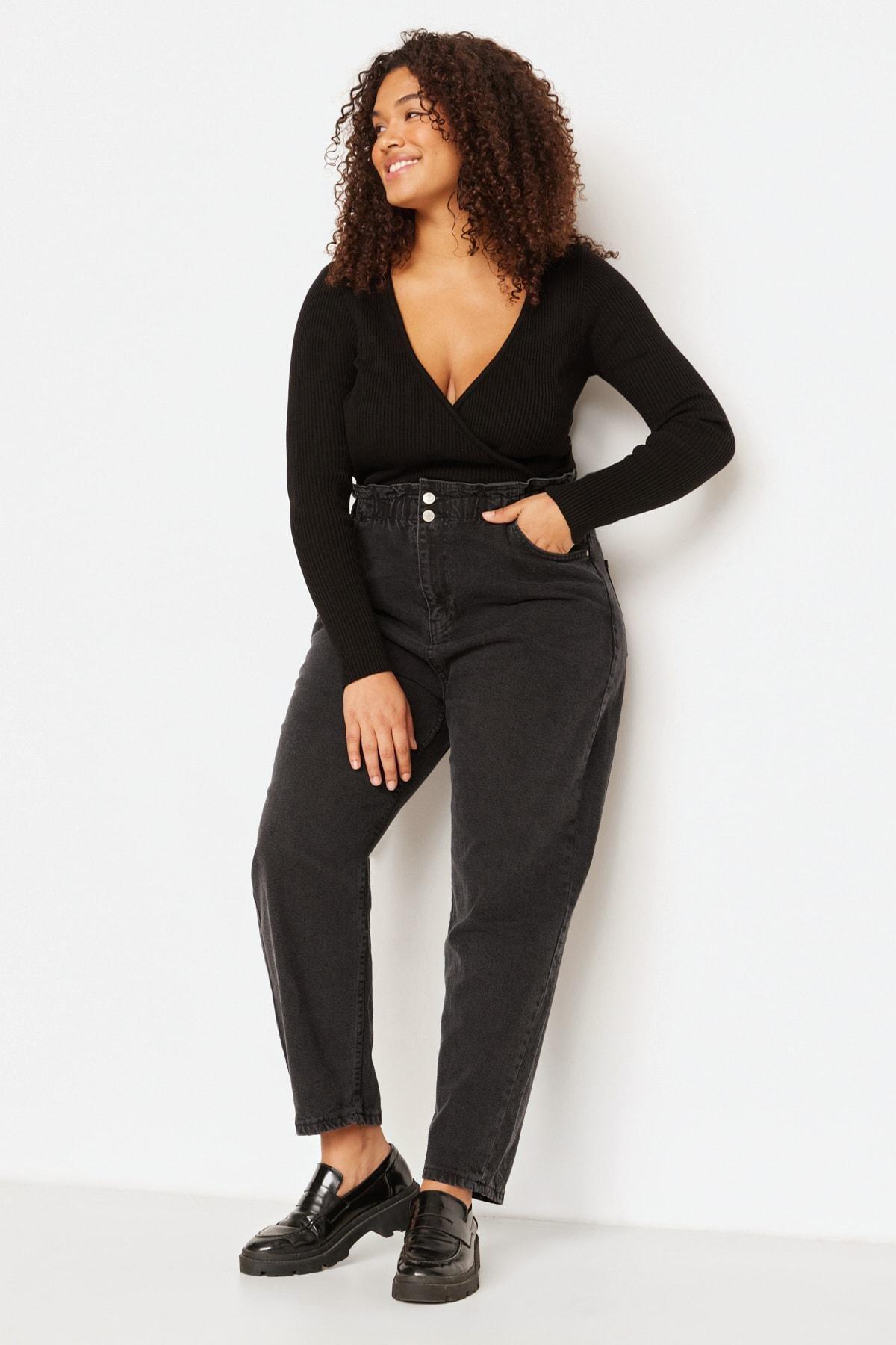 Black Mom Plus Size Jeans, , large image number 0