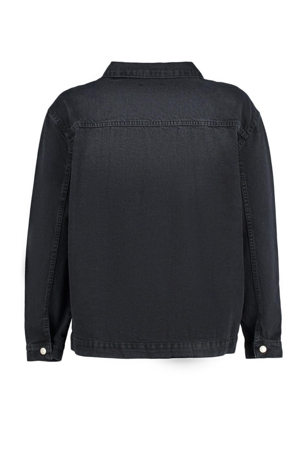 Black Oversize Denim Plus Size Jacket, , large image number 7