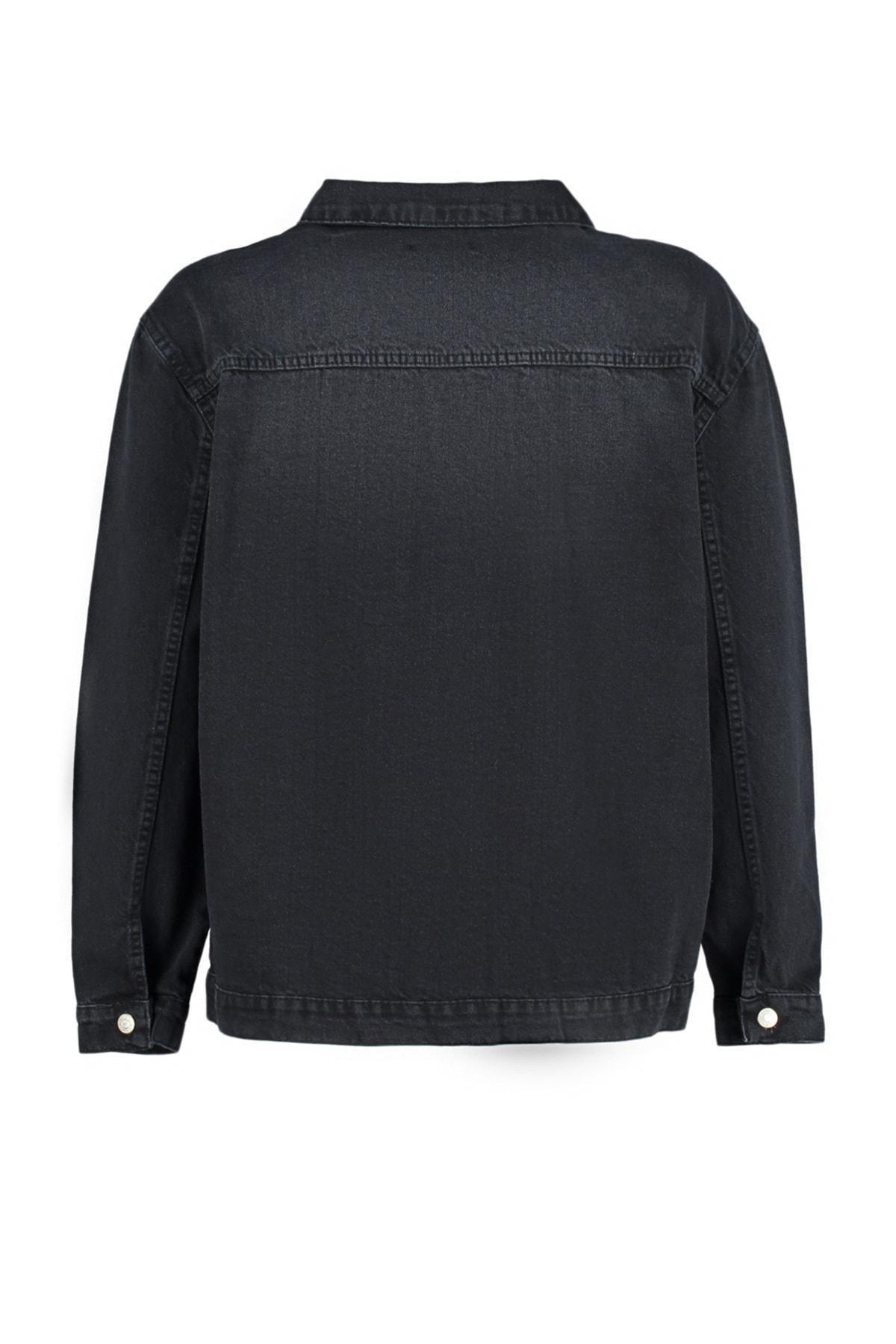 Trendyol - Black Oversize Denim Plus Size Jacket