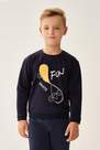 Dagi - Navy Printed Sweatshirt, Kids Boys