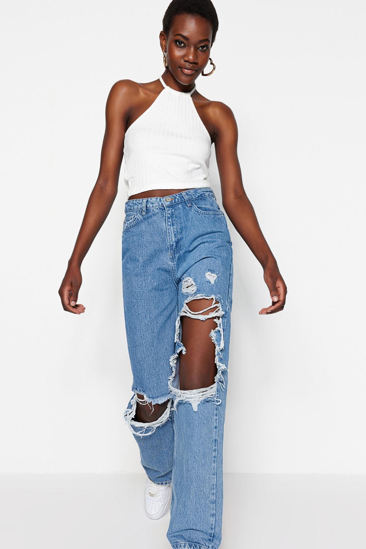 Trendyol - Blue Wide Leg Jeans