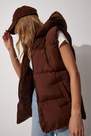 Happiness - Brown Hooded Puffer Vest