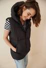 Happiness - Black Hooded Puffer Vest