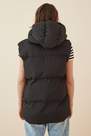 Happiness - Black Hooded Puffer Vest