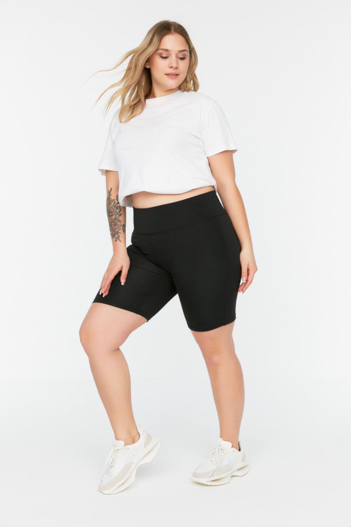 Black High Waist Plus Size Leggings, , large image number 0
