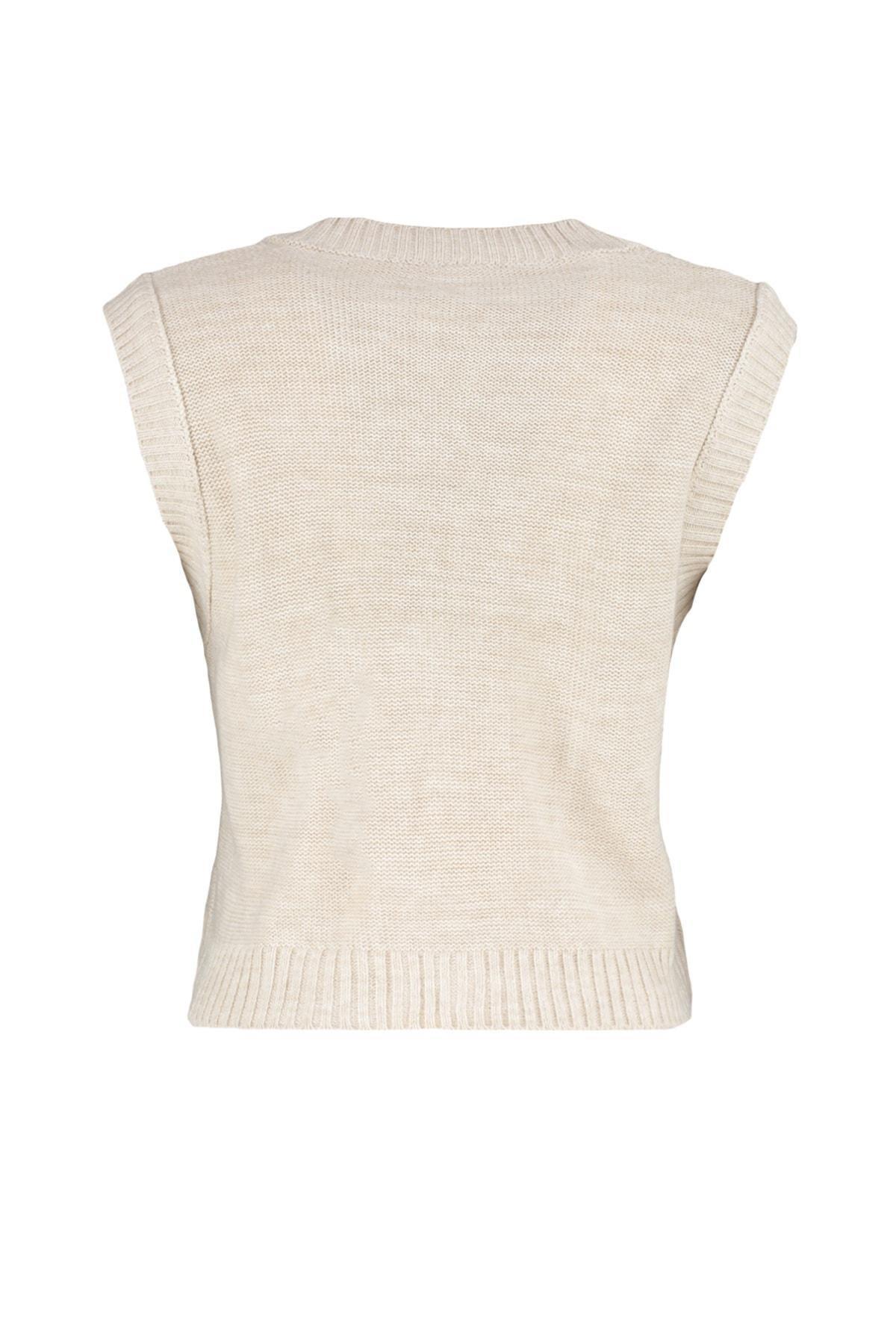 Beige Floral Sweater Vest, , large image number 5