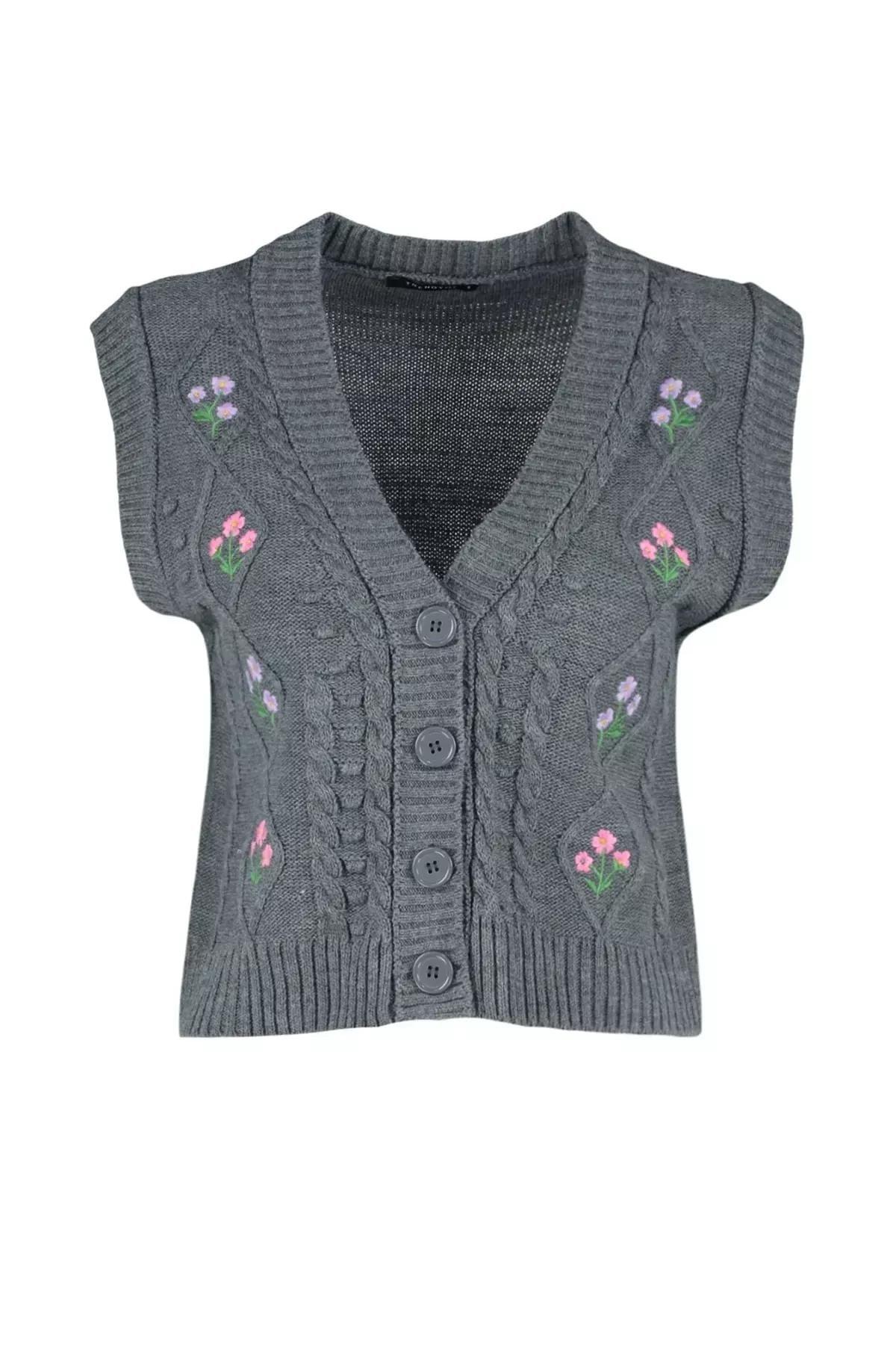Gray V-Neck Sweater Vest, Gray, large image number 5