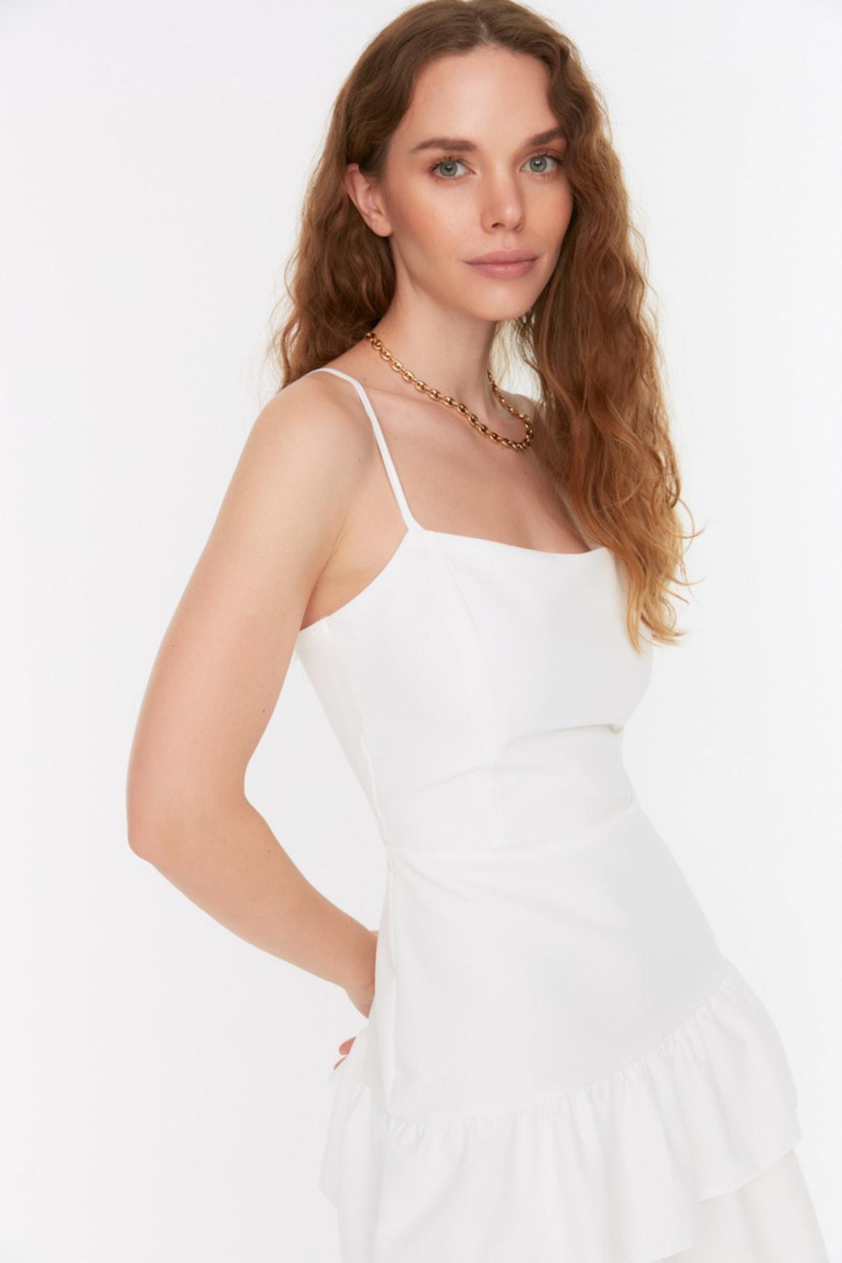 White Ruffle Hem Dress, , large image number 2