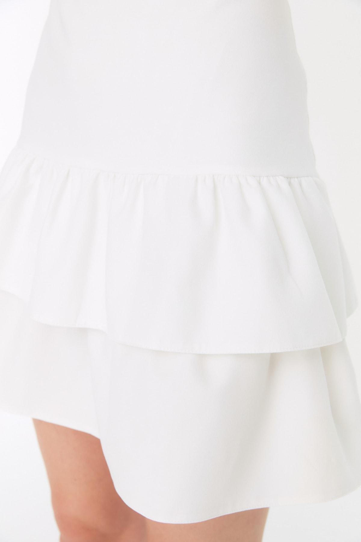 White Ruffle Hem Dress, , large image number 3
