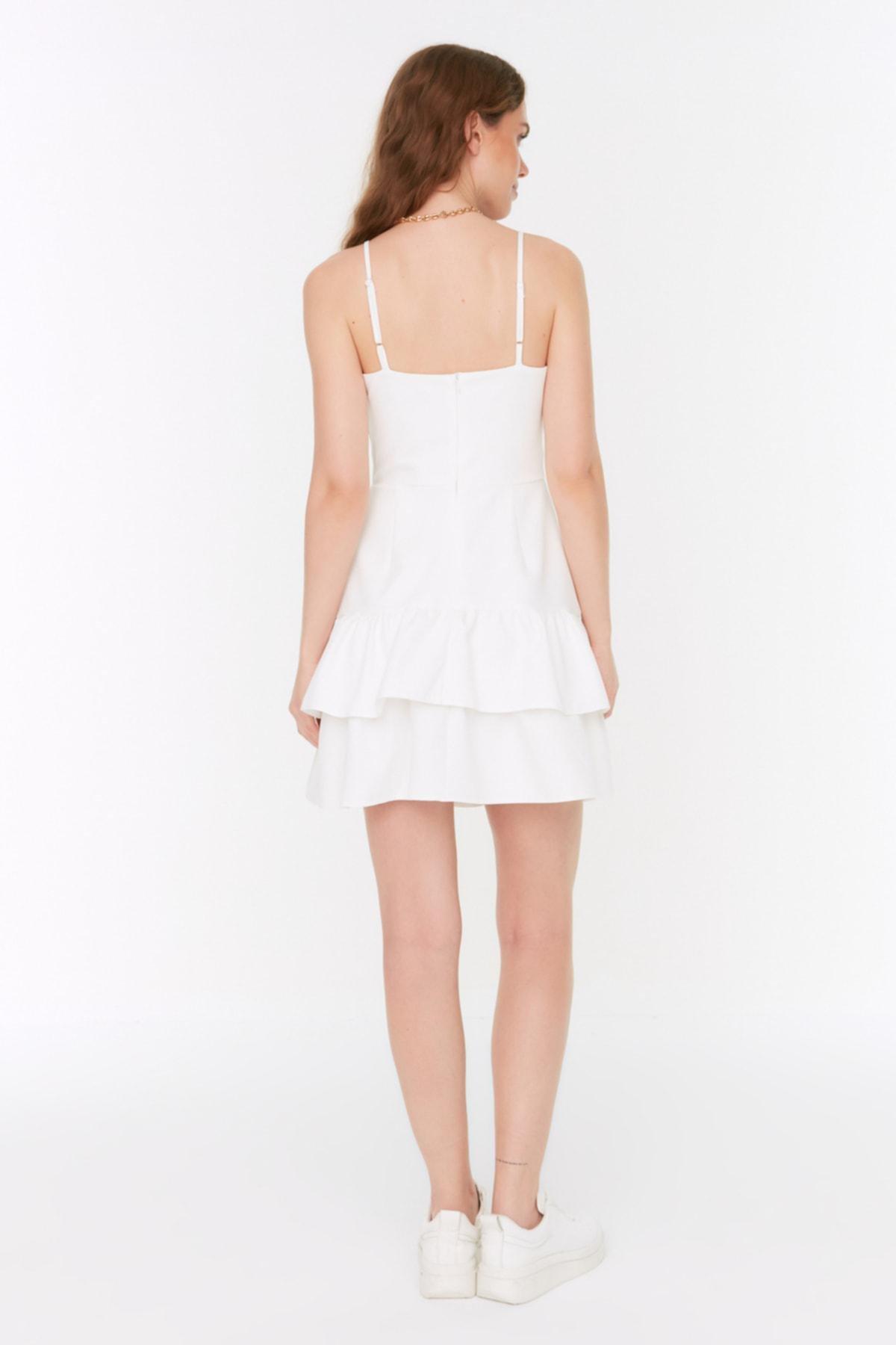 White Ruffle Hem Dress, , large image number 4