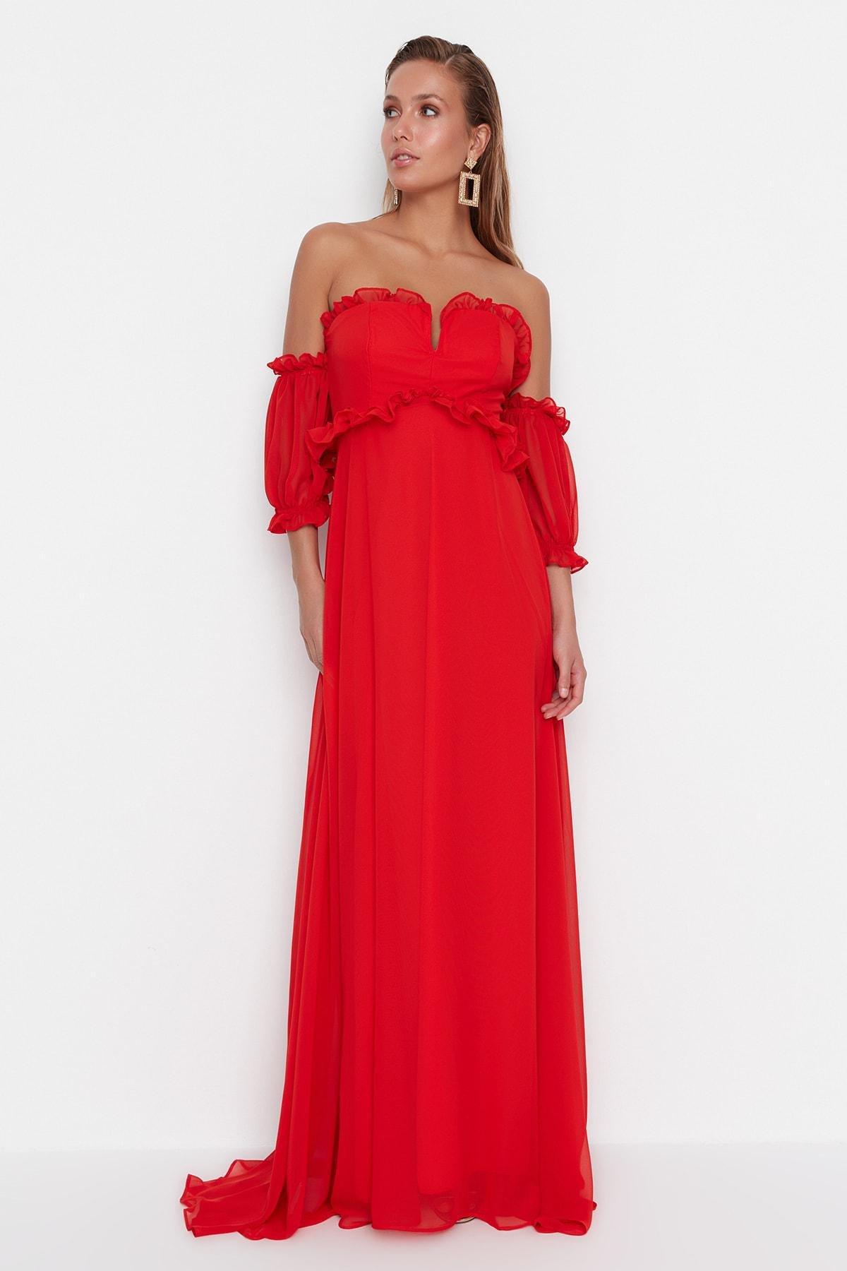 Orange Mermaid Occasionwear Dress, Orange, large image number 6