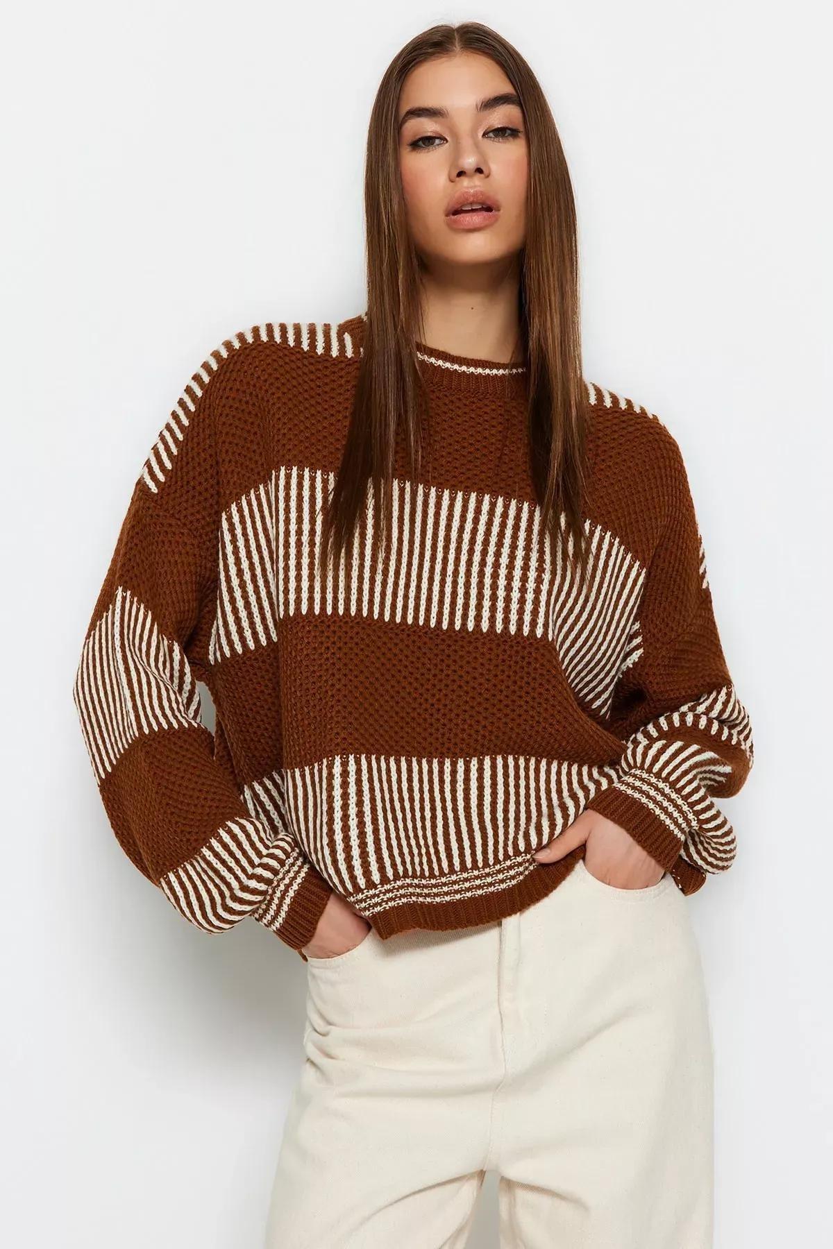 Brown Regular Sweater, Brown, large image number 1