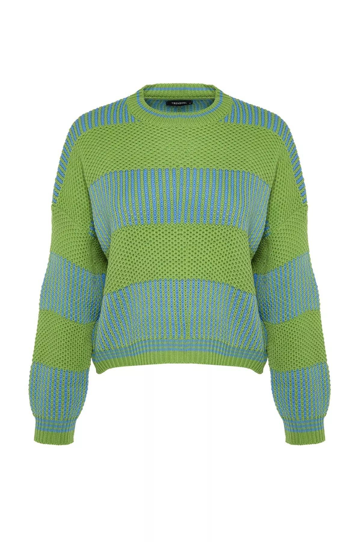 Green Colourblock Sweater, Green, large image number 5