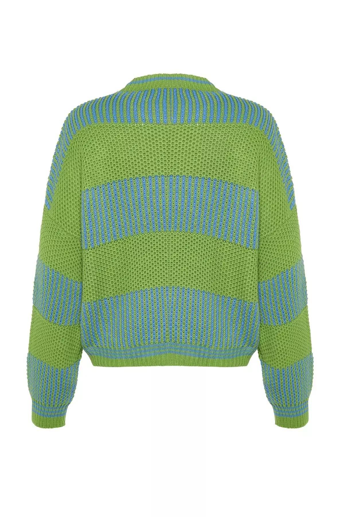 Green Colourblock Sweater, Green, large image number 6