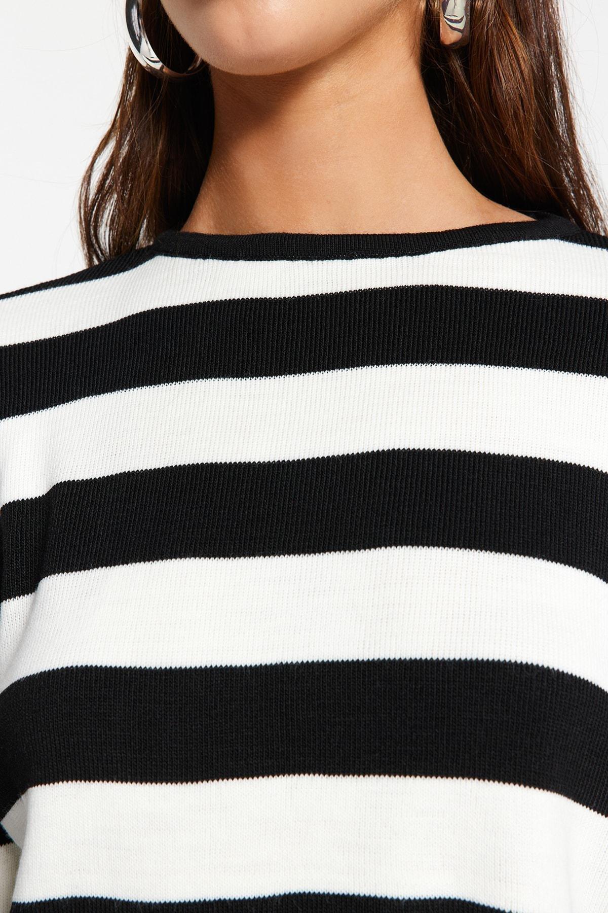 Black Striped Slim Sweater, , large image number 5