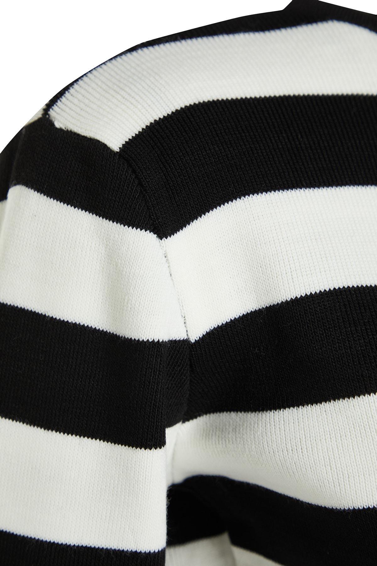 Black Striped Slim Sweater, , large image number 7