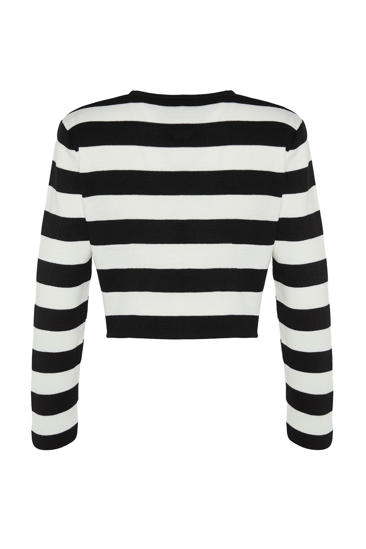 Black Striped Slim Sweater, , large image number 8