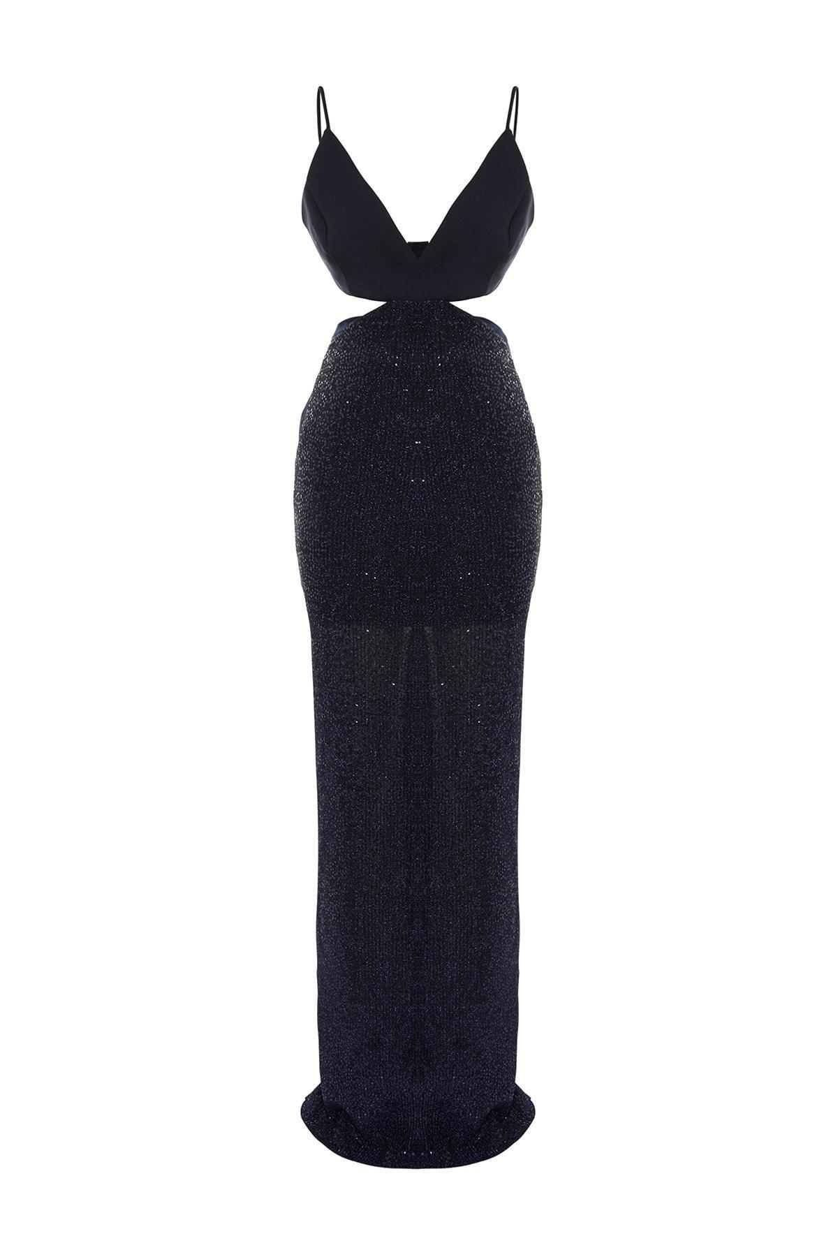 Navy V-Neck Occasion Wear Dress, , large image number 8