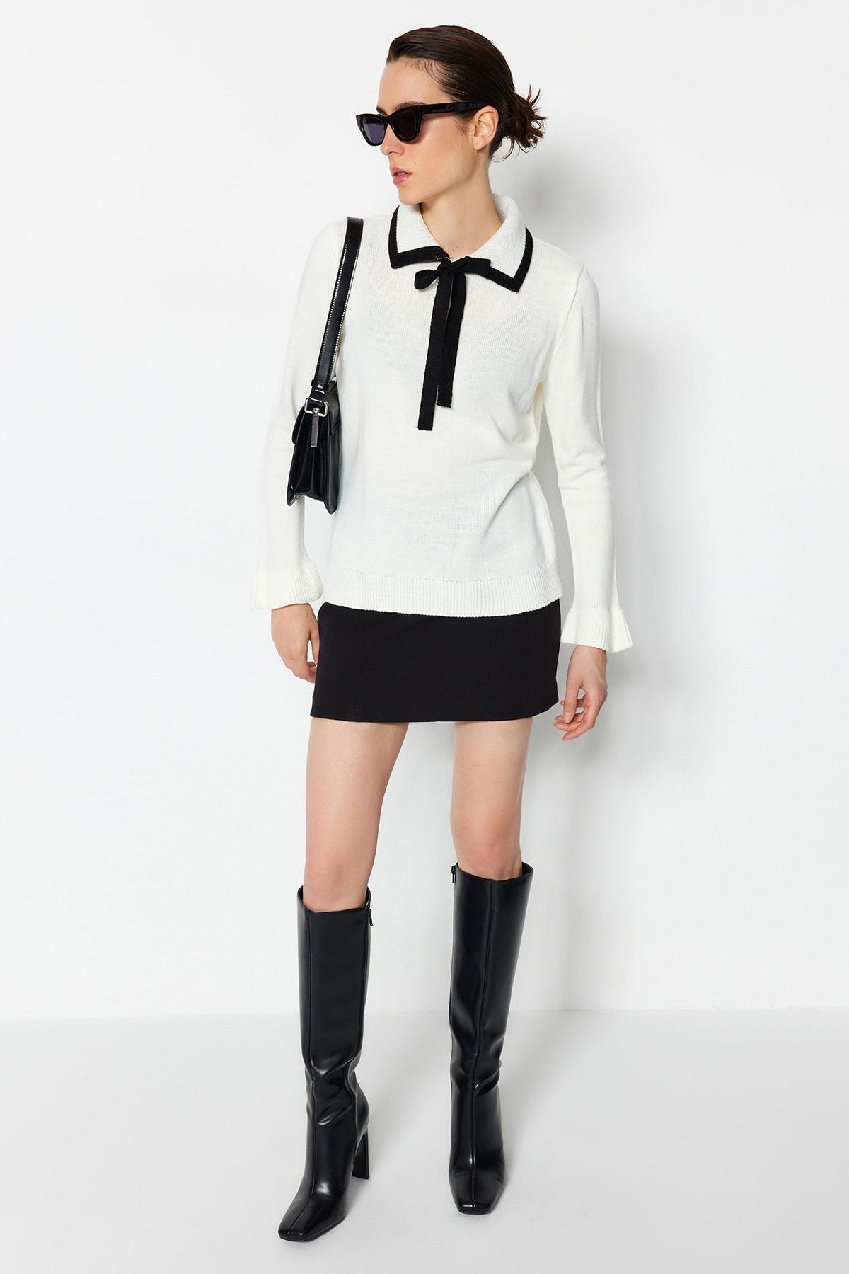 Ecru Polo Neck Sweater, , large image number 1