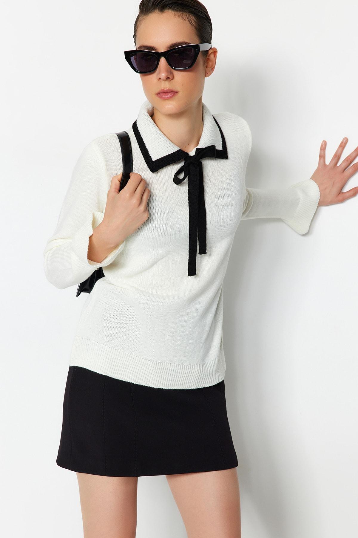 Ecru Polo Neck Sweater, , large image number 2