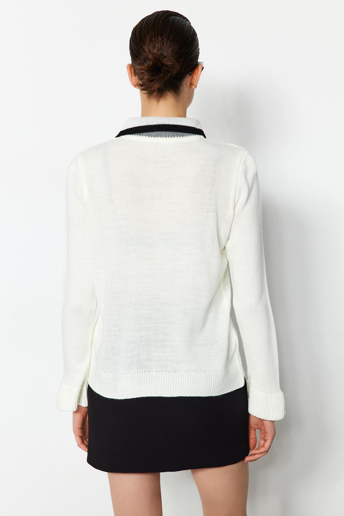 Ecru Polo Neck Sweater, , large image number 5