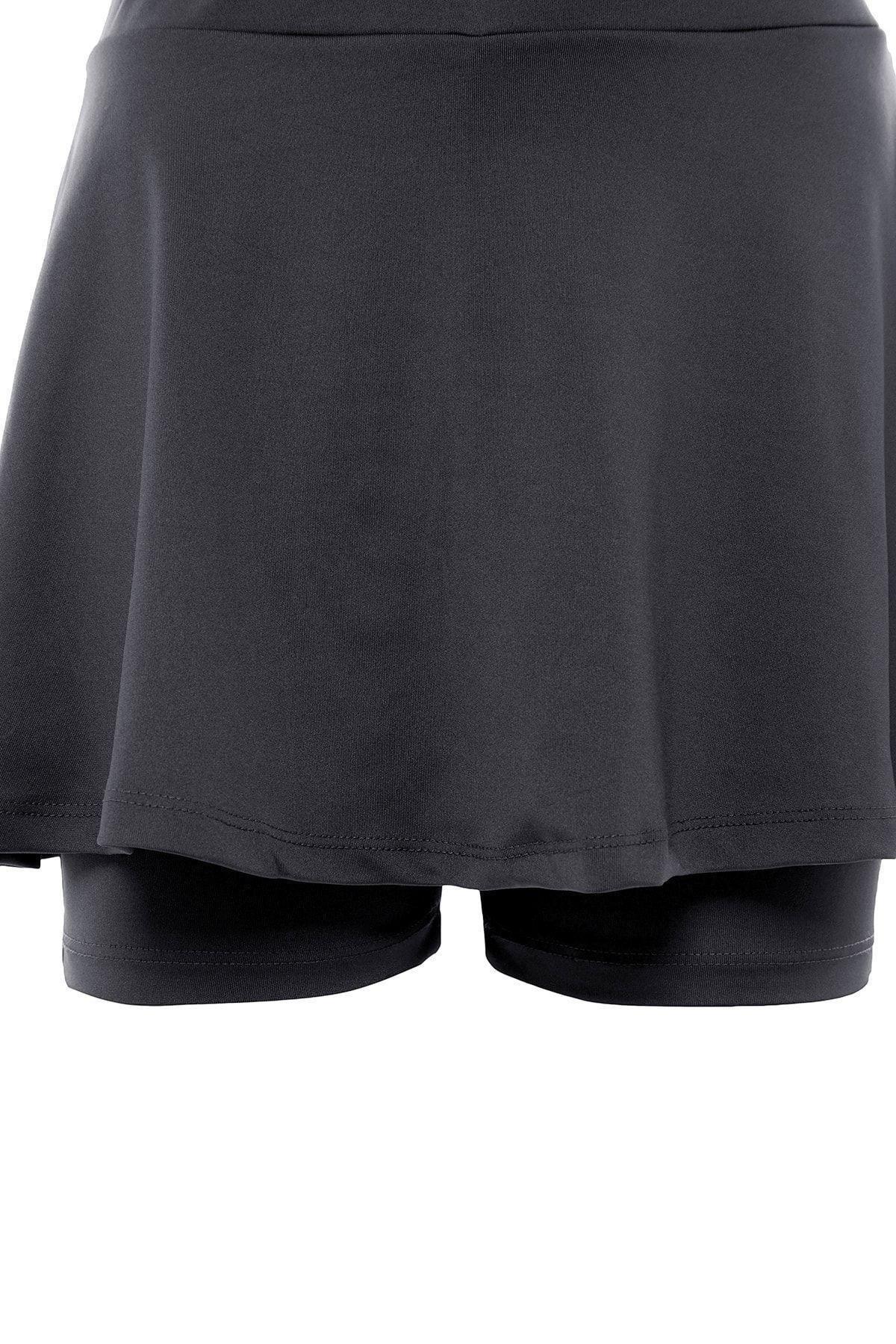 Anthracite 2 Layer Tennis Knitted Sports Shorts Skirt With Shorts TWOSS22SR00067, Single pack, , large image number 1