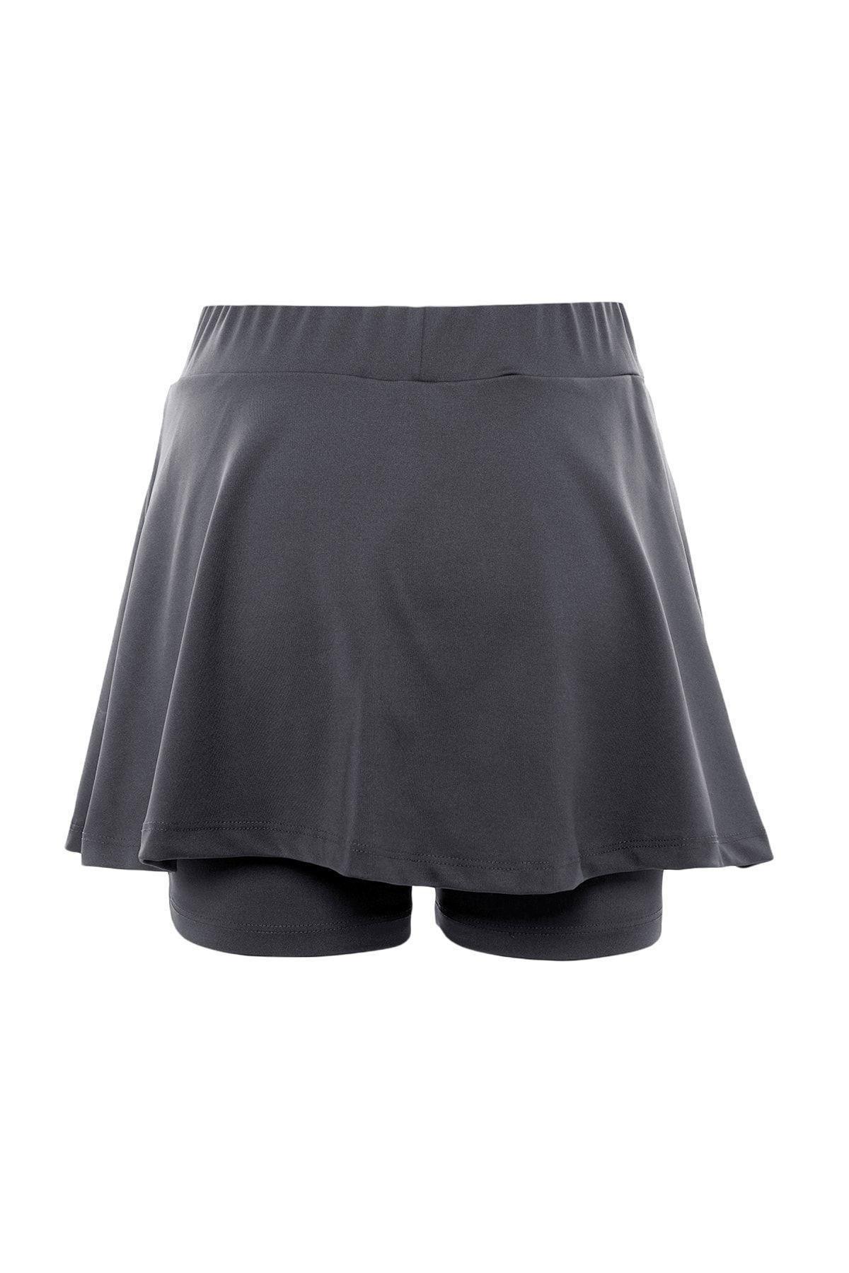 Anthracite 2 Layer Tennis Knitted Sports Shorts Skirt With Shorts TWOSS22SR00067, Single pack, , large image number 7