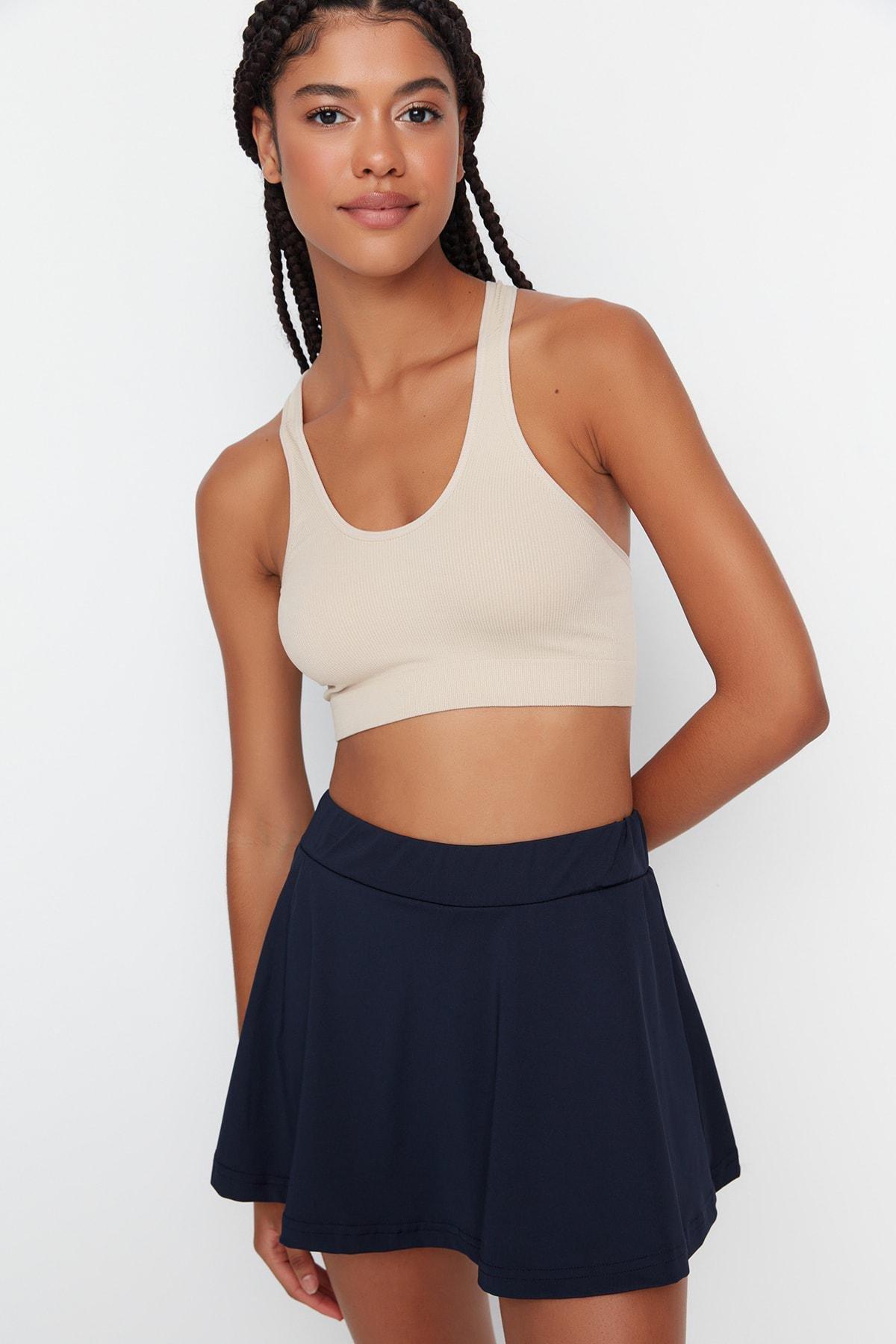 Navy High Waist Shorts, , large image number 3