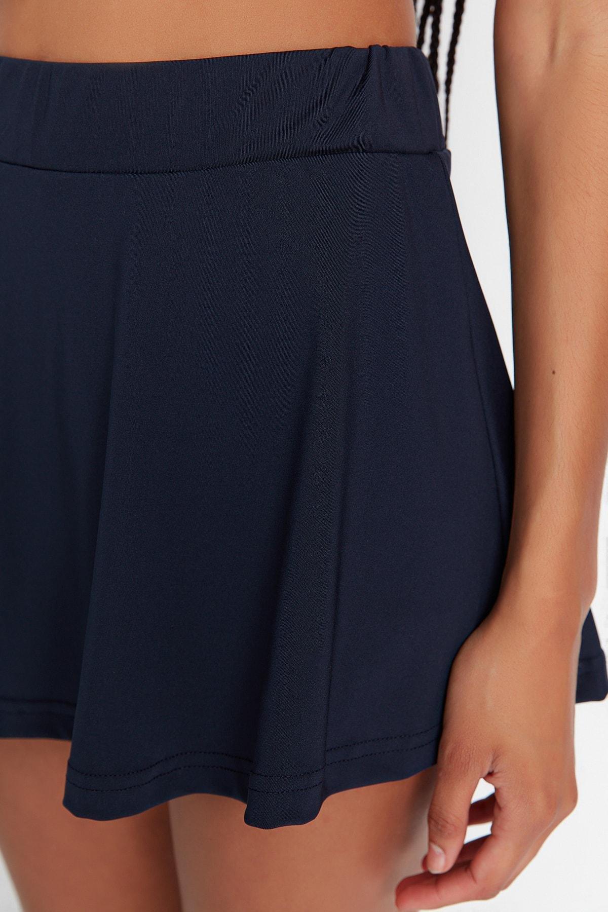 Navy High Waist Shorts, , large image number 4