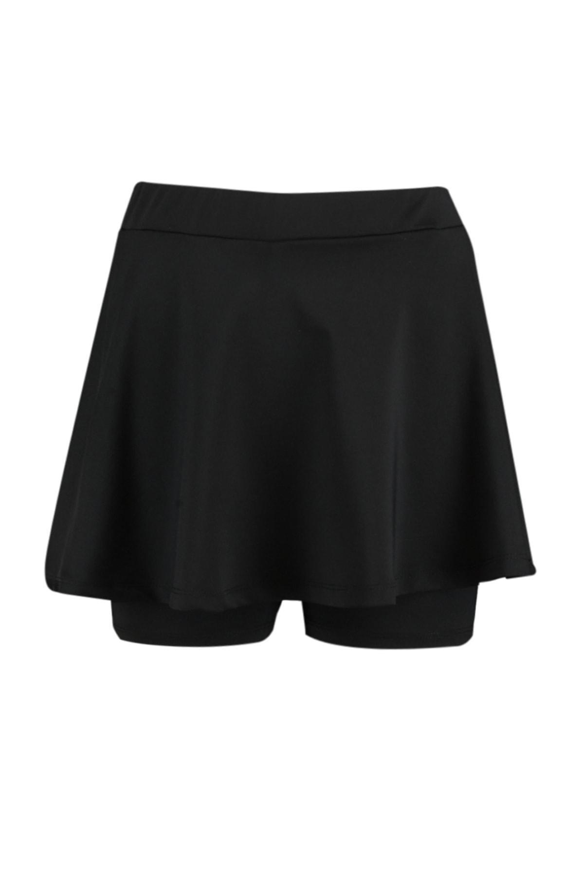 Black Mid Waist Shorts, , large image number 5